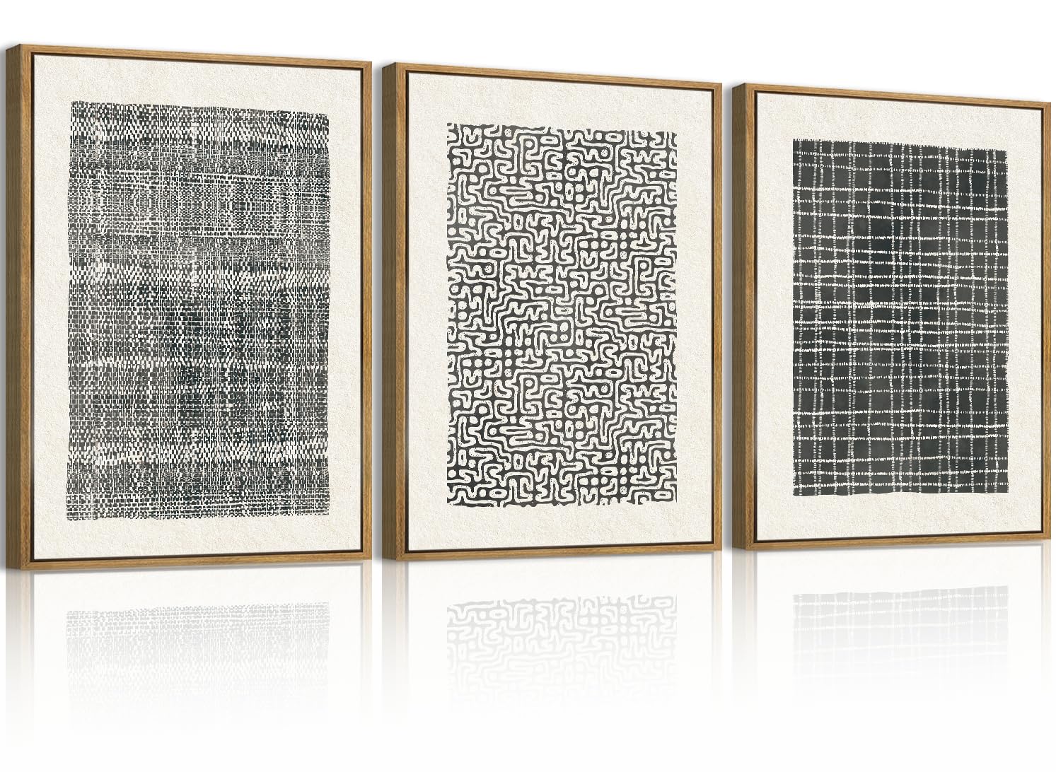 Large Abstract Paintings Framed Neutral Canvas Prints Mid Century Modern Wall Art Abstract Wall Decor Neutral Wall Pictures Elegant Modern Paintings for Living Room Bedroom Bathroom Office 36x24 Inch 3 Piece