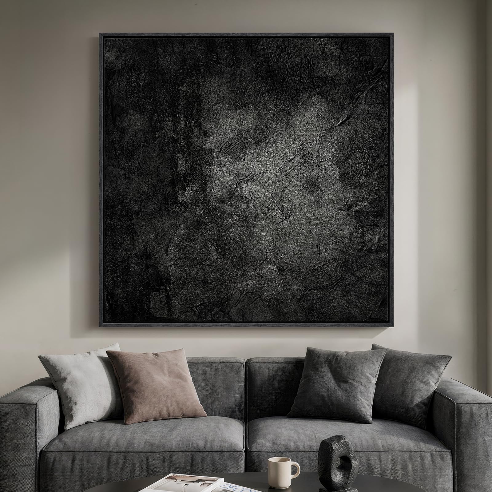 Framed Neutral Abstract Wall Art, Large Modern Canvas Prints Paintings Artwork for Walls, Minimalist Earth Tone Abstract Pictures for Living Room Lounge Dining Bedroom Office Wall Decor 30x30 In