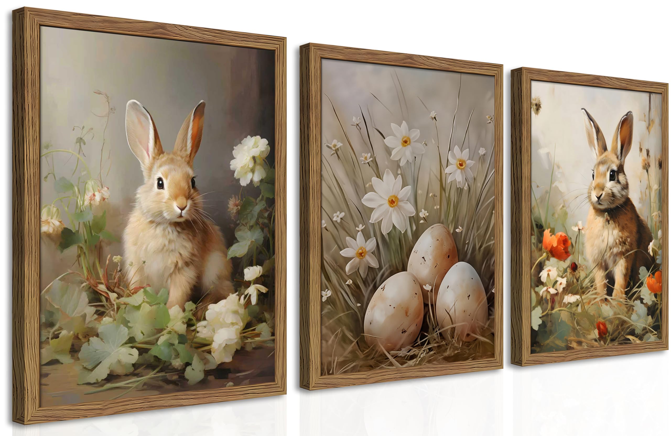 Framed Colorful Floral Wall Art Set of 3, Abstract Scandinavian Flower Canvas Wall Decor Paintings, Mid Century Modern Botanical Artwork Pictures Prints for Living Room Bedroom Dining Room 16x24 Inch