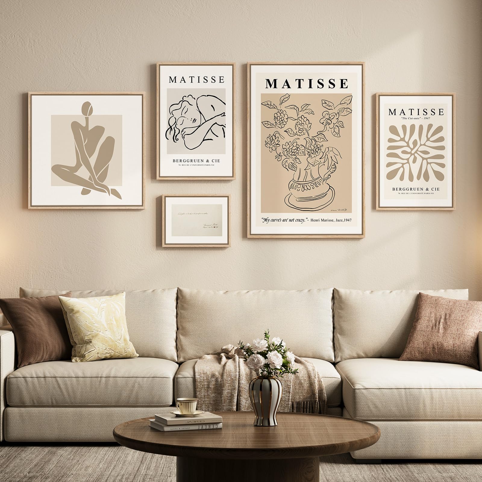 Large Framed Matisse Wall Art for Living room, 3 Piece Colorful Abstract Canvas Artwork for Walls, Retro Vintage Big Matisse Famous Landscape Paintings Prints Pictures for Hallway Home Office 24x36