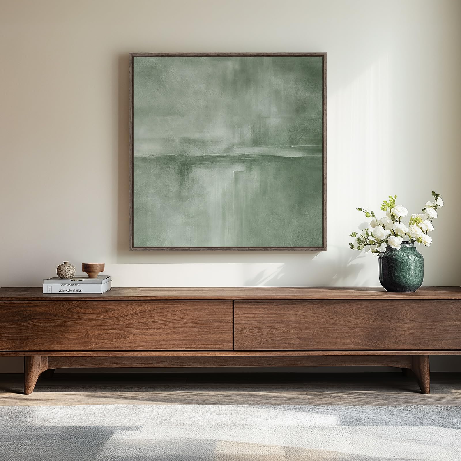 Framed Neutral Abstract Wall Art, Large Modern Canvas Prints Paintings Artwork for Walls, Minimalist Earth Tone Abstract Pictures for Living Room Lounge Dining Bedroom Office Wall Decor 30x30 In