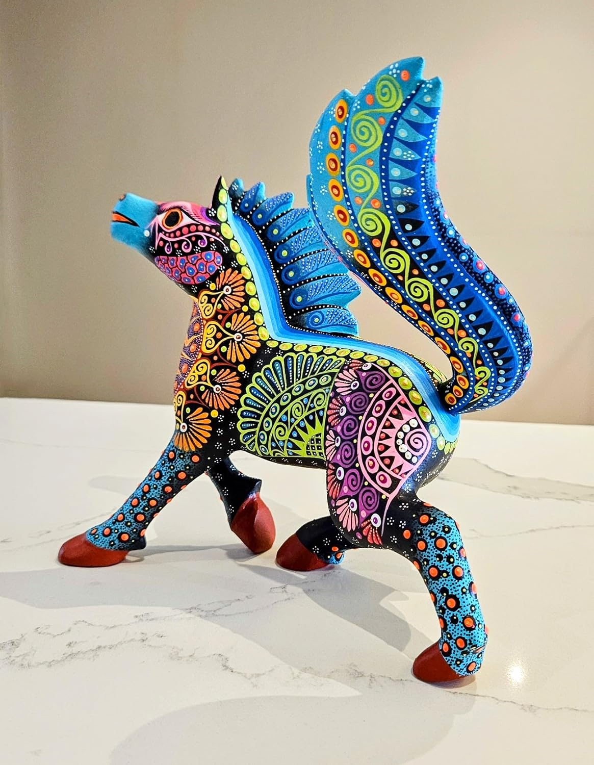 Mexican Alebrije Masterpiece Horse Wood Carving Handcrafted Sculpture (Medium)