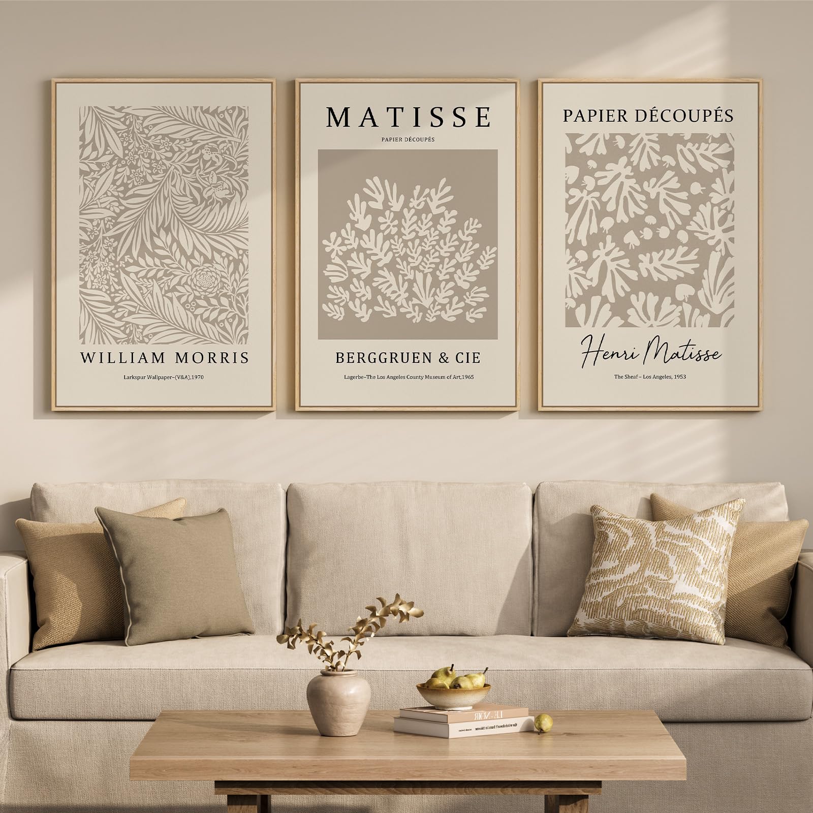 Large Framed Matisse Wall Art for Living room, 3 Piece Colorful Abstract Canvas Artwork for Walls, Retro Vintage Big Matisse Famous Landscape Paintings Prints Pictures for Hallway Home Office 24x36