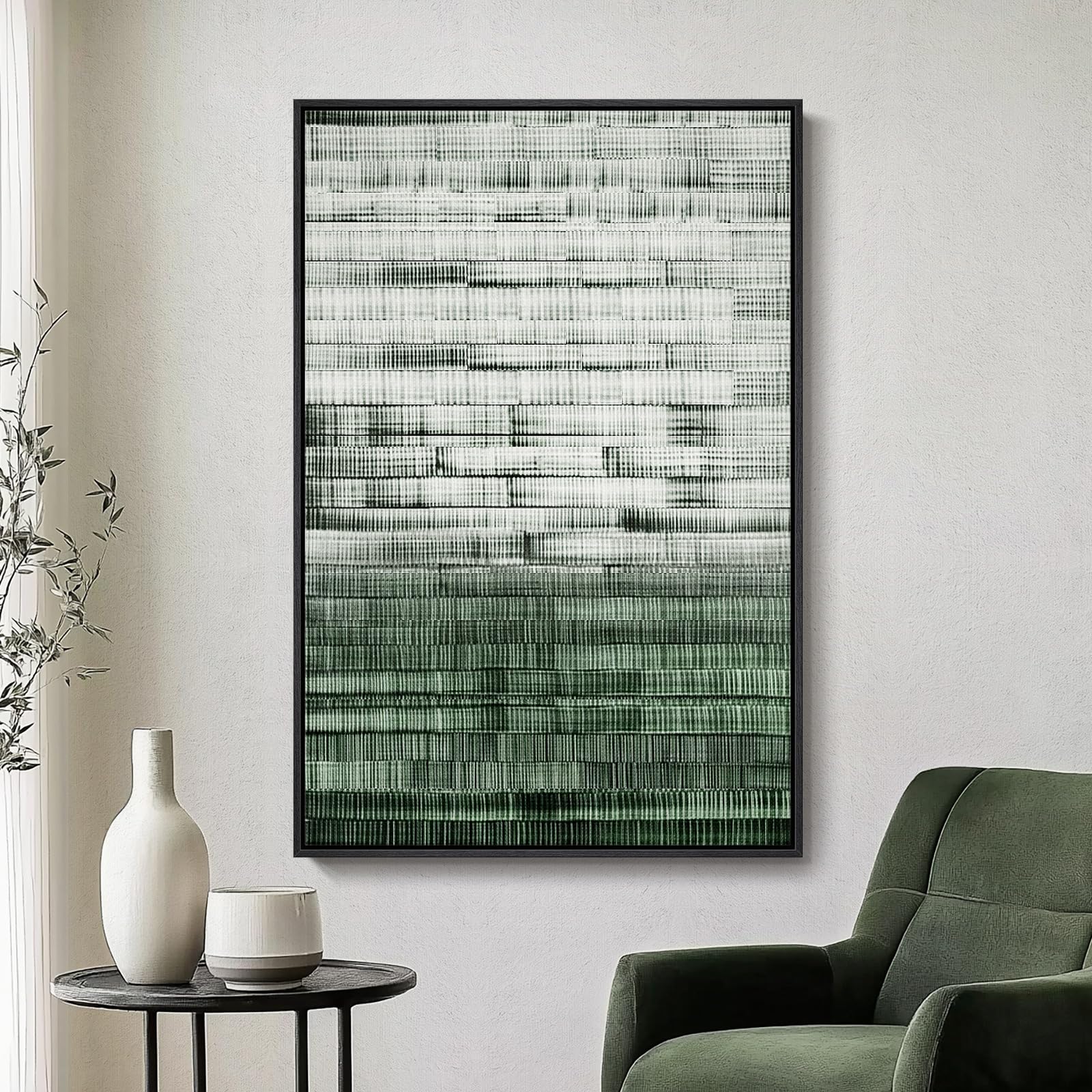 Framed Green Abstract Wall Art, Modern Canvas Prints Paintings for Walls, Contemporary Minimalist Colorful Brushstroke Pictures for Living Room Dining Bedroom Office Hallway Wall Decor 36x24 In
