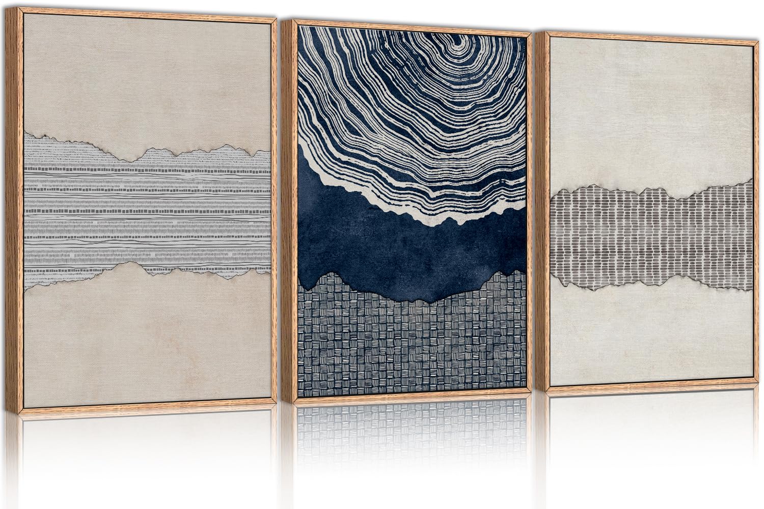 LHIUEM Large Abstract Green Gray Pastel Framed Canvas Wall Art,Neutral Landscape Wall Decor,Modern Watercolor Lake Artwork,Beige Textured Illustrations Art for Living Room,Bedroom,Office- 20"x40"x1