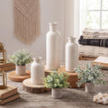 6 Pcs Rustic Boho Table Decor Set Includes Boho White Ceramic Vases and Mini Artificial Potted Plants for Living Room Weeding, Office Desk, Farmhouse Bathroom, and Kitchen Decor