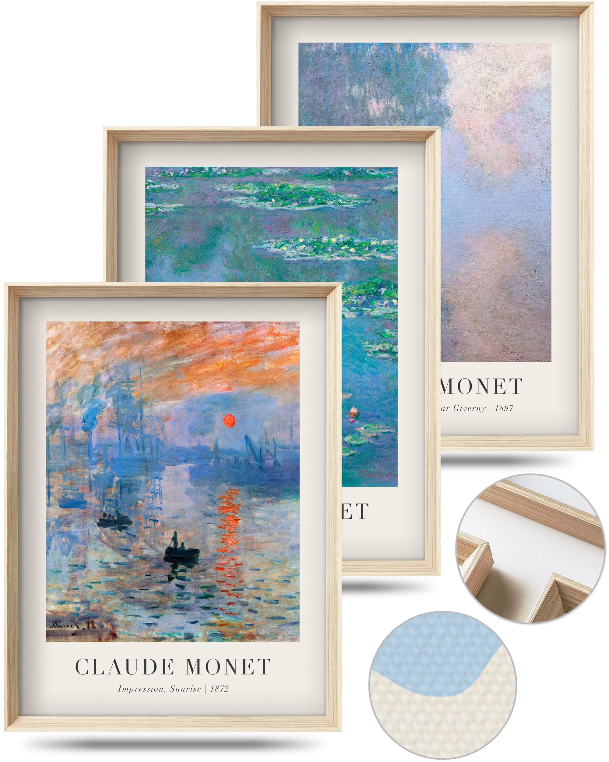 HesenDot Abstract Botanical Wall Art Set of 3, 30x40CM Neutral Plant Framed Canvas Prints, Beige Green Boho Aesthetic Wall Decor for Living Room Bedroom Bathroom Office Home
